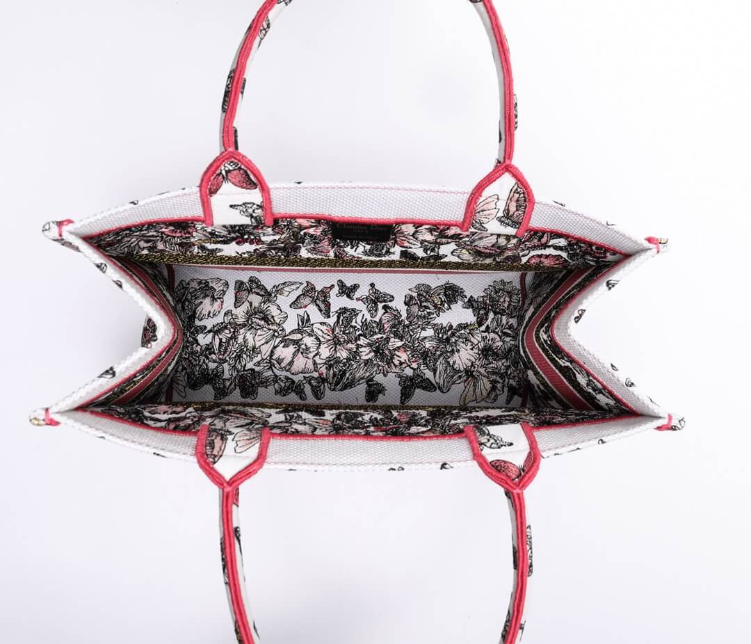 1286 book tote big size 36 5cm 41 5cm oblique embroidery white red 2