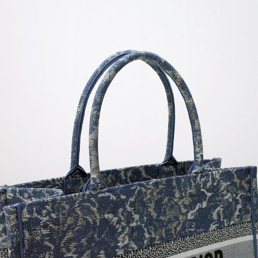 1286 book tote big size 36 5cm 41 5cm oblique embroidery blue