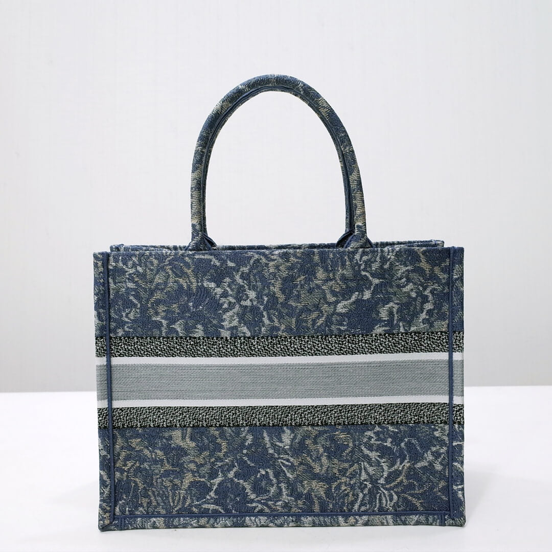 1286 book tote big size 36 5cm 41 5cm oblique embroidery blue