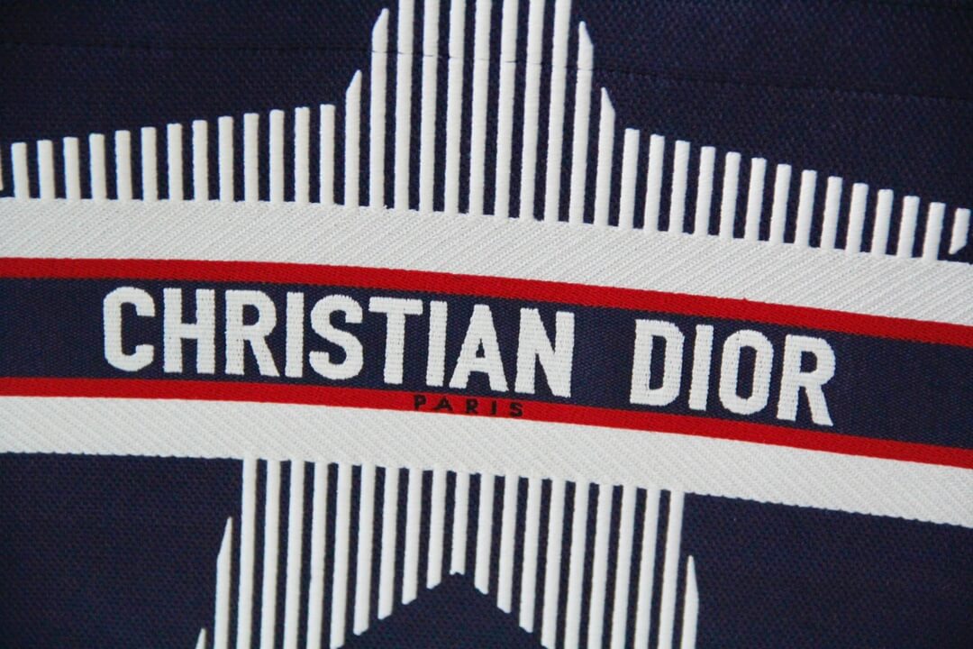 1286 book tote dioralps 36 5cm 41 5cm oblique embroidery black white 6