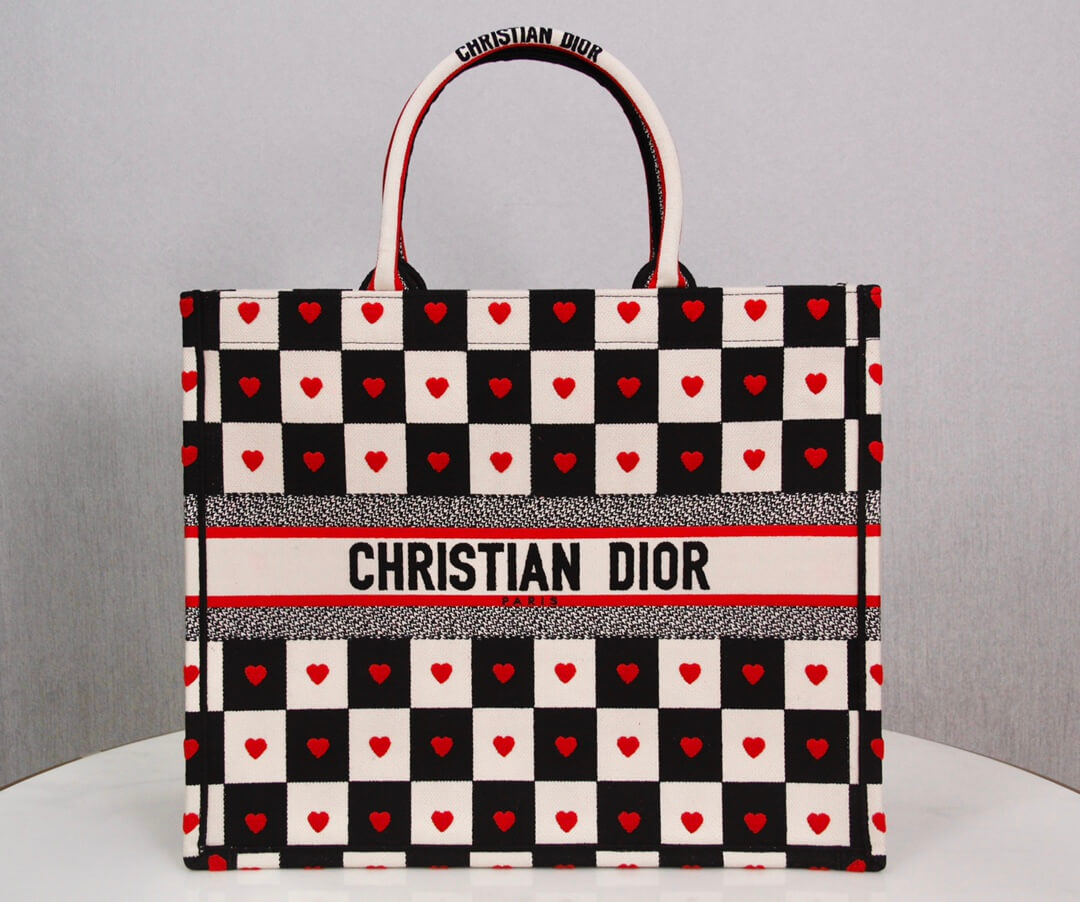 1286 book tote dioramour 36 5cm 41 5cm oblique embroidery black white 6