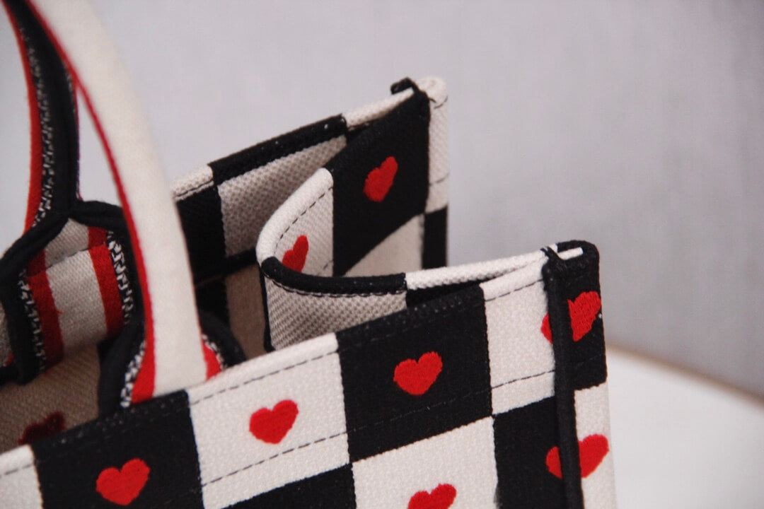 1286 book tote dioramour 36 5cm 41 5cm oblique embroidery black white 6