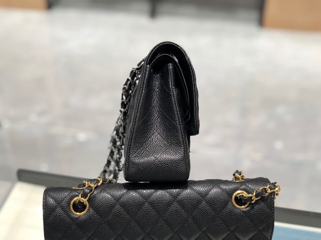 cf classic design mudium size 25 5cm original imported caviar genuine leather full steel hardware