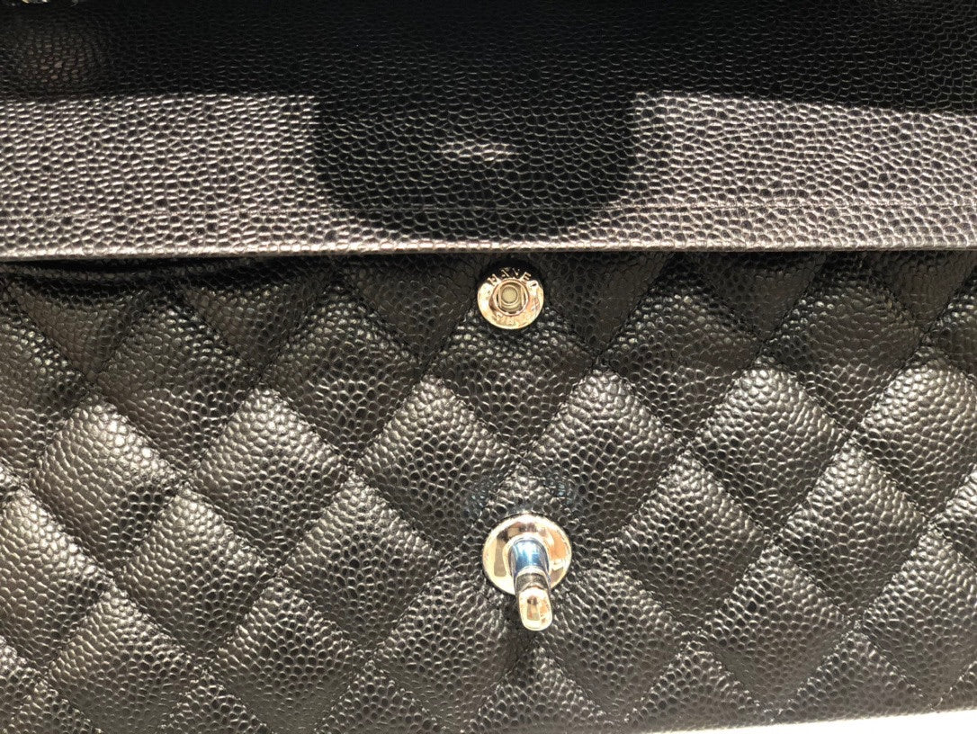 cf classic design mudium size 25 5cm original imported caviar genuine leather full steel hardware