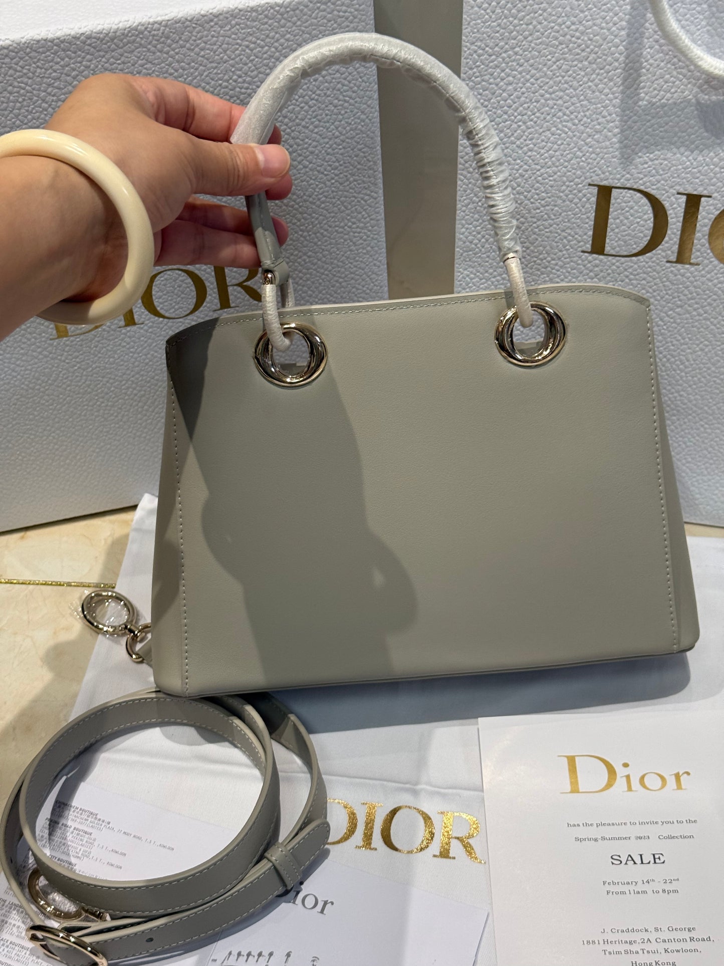 Dior Bow Tote Grey Gold Hardware DO0737 - Image 16
