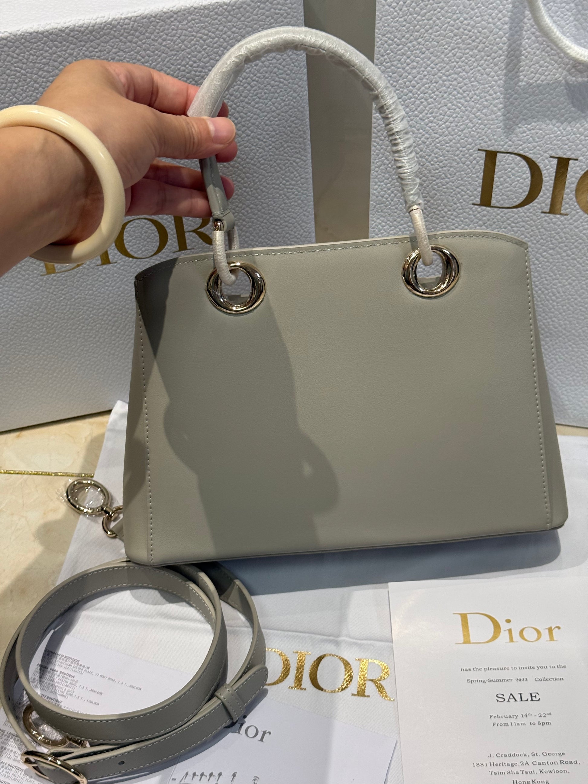 Dior Bow Tote Grey Gold Hardware DO0737 - Image 16