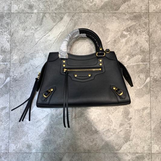 balenciaga neo classic plain leather medium size black gold 1991