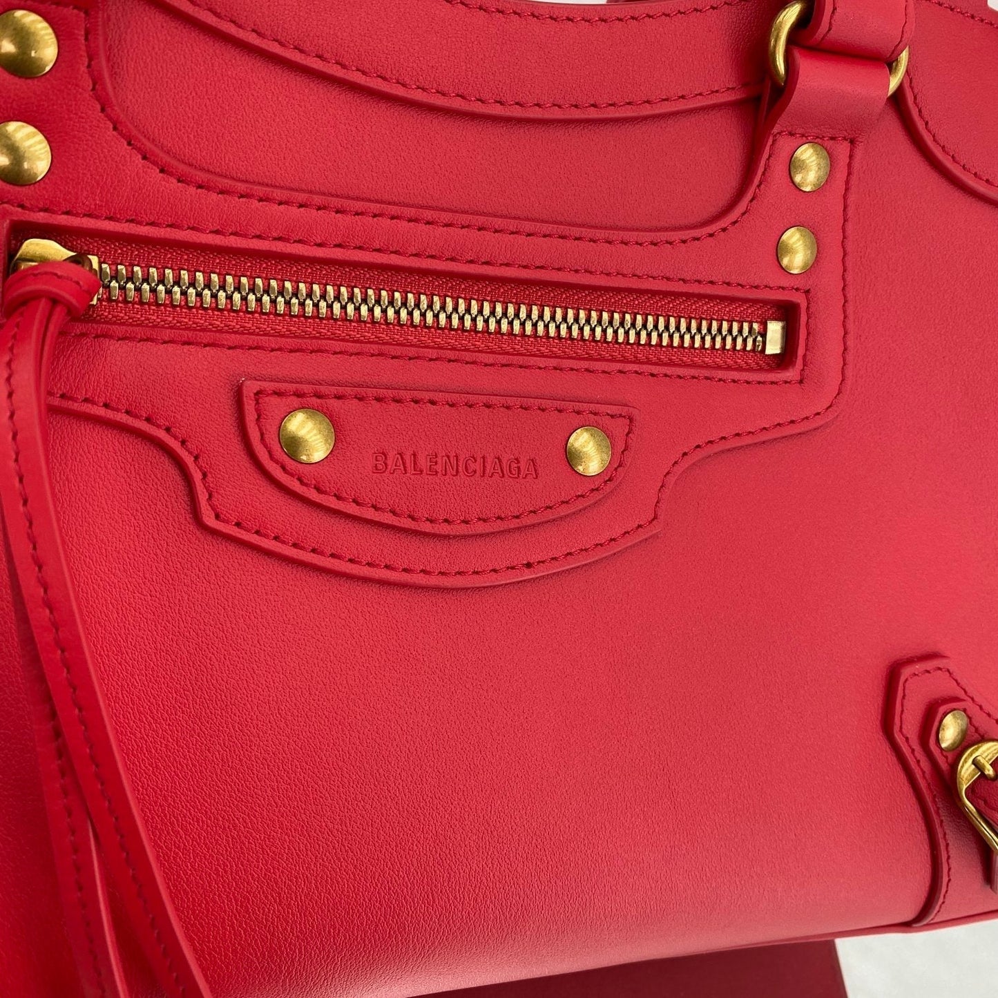 balenciaga neo classic plain leather medium size red gold 1991