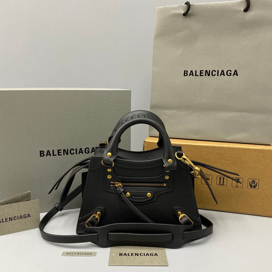 balenciaga neo classic plain leather small size black gold 1992