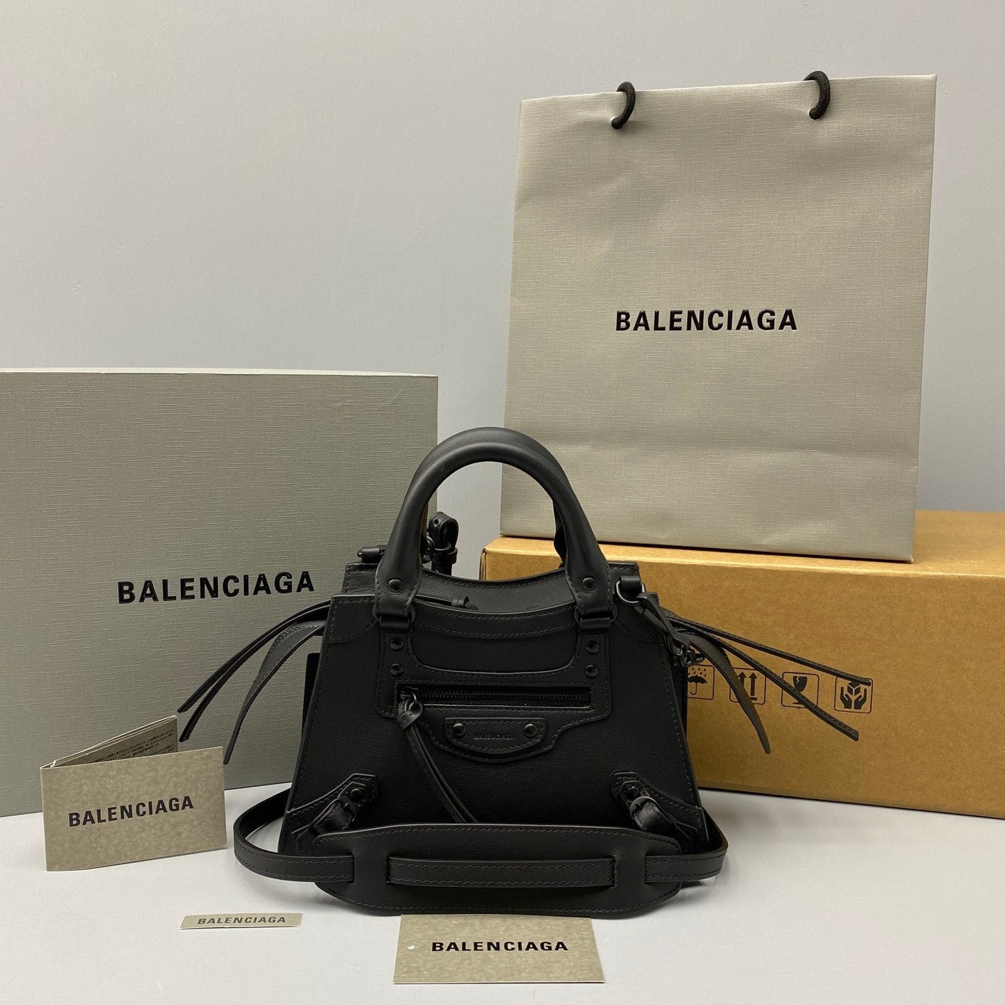 balenciaga neo classic plain leather mini size black 1992