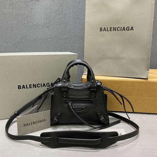 balenciaga neo classic plain leather mini size black 1993