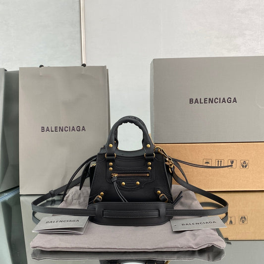 balenciaga neo classic plain leather mini size black gold 1993