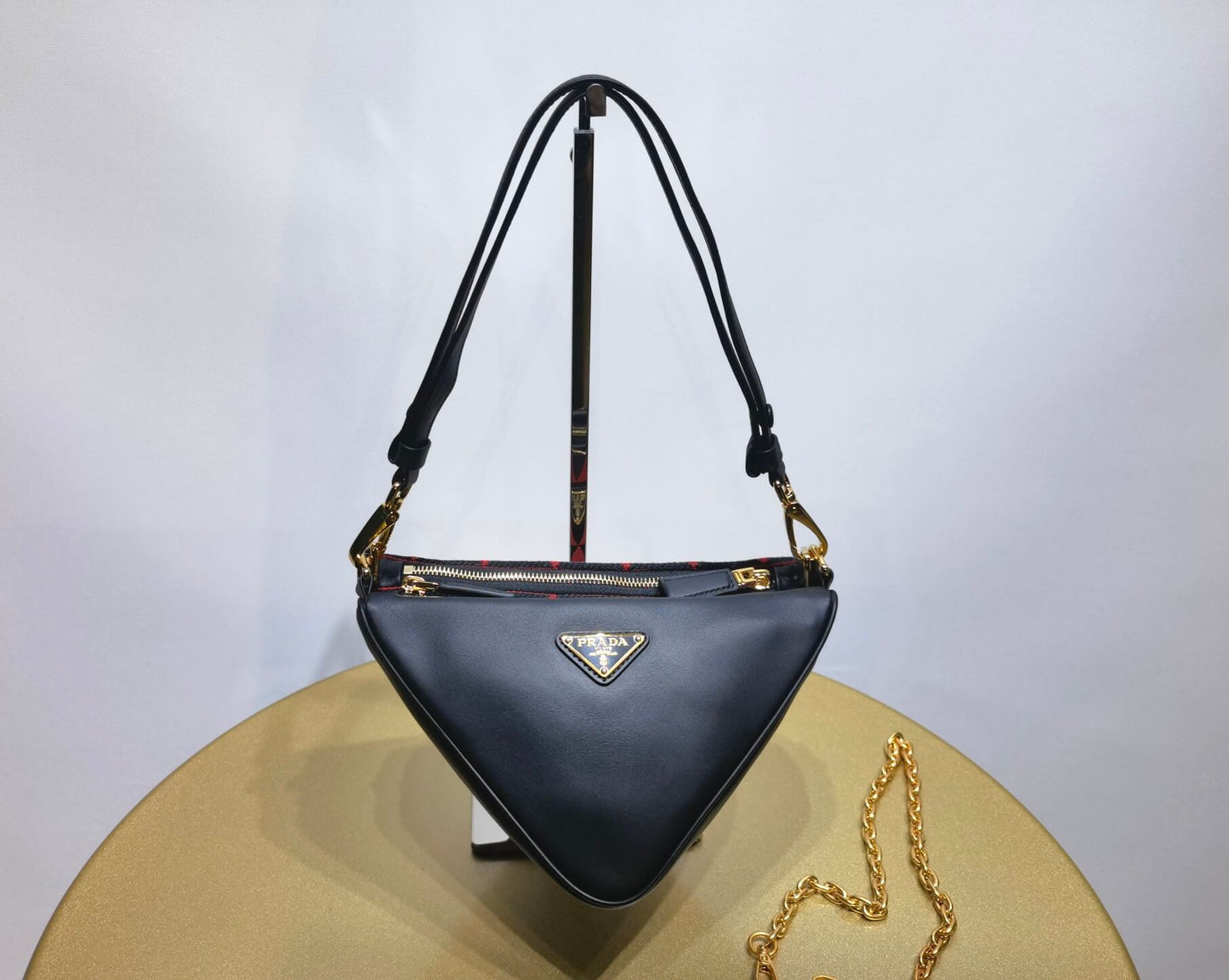 1bc176 prada symbole leather and fabric mini bag black cherry red