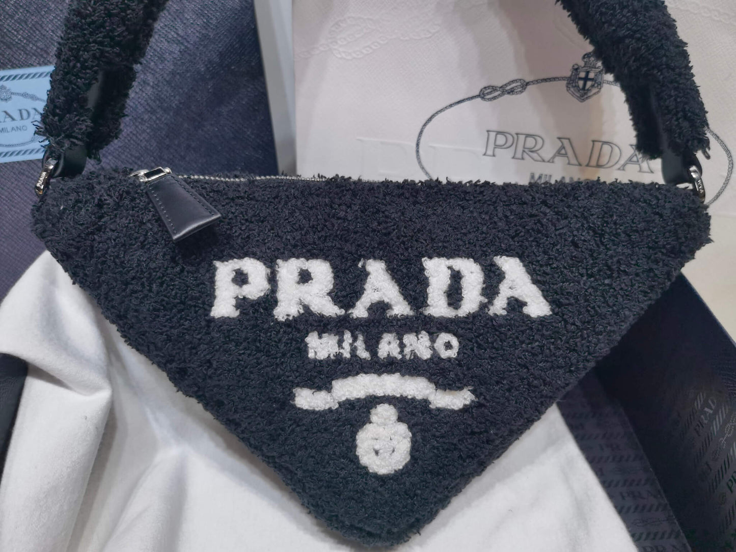 1ne043 black new terry fabric armpit bag subaxillary bag clutch bag