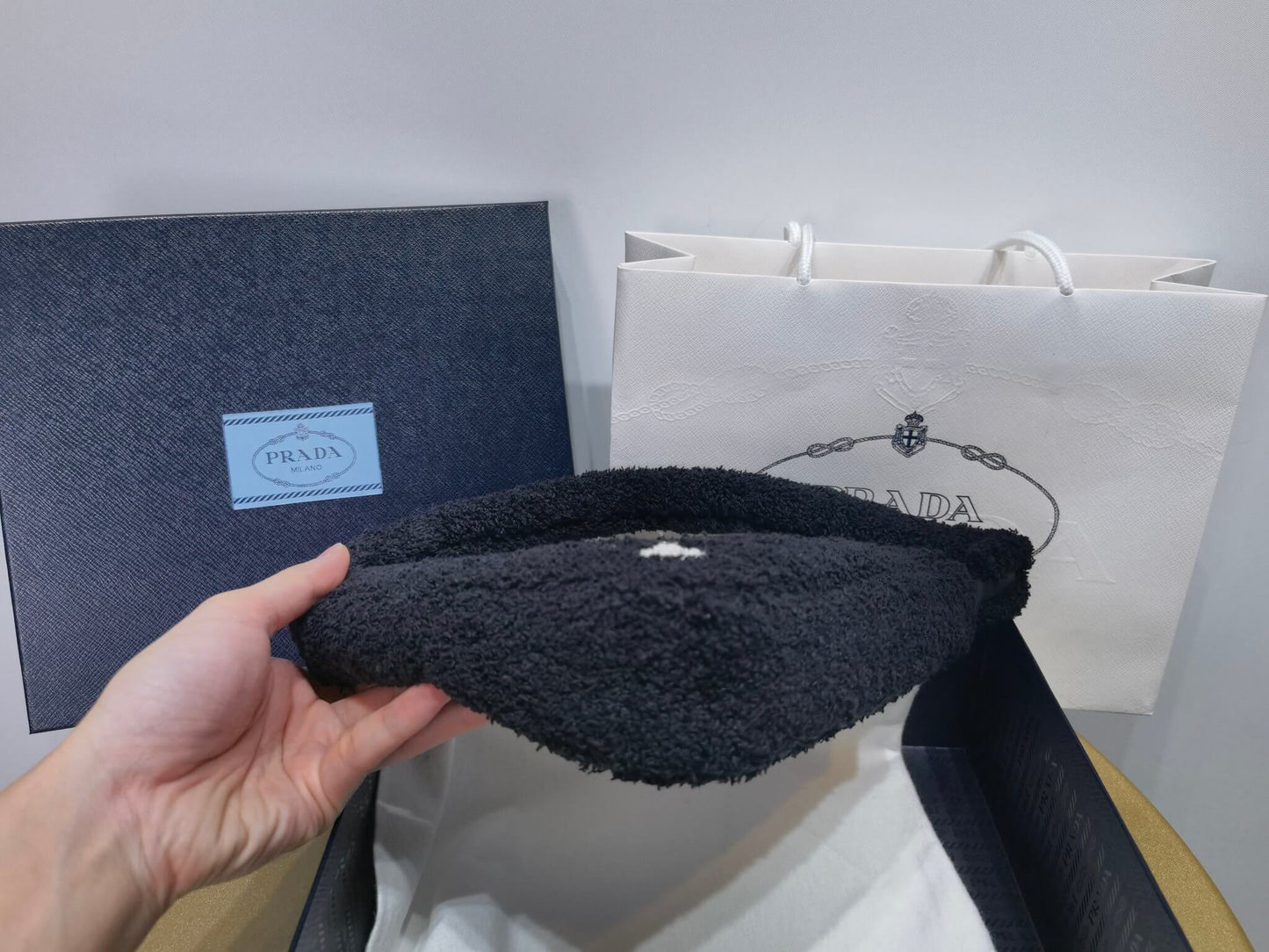 1ne043 black new terry fabric armpit bag subaxillary bag clutch bag