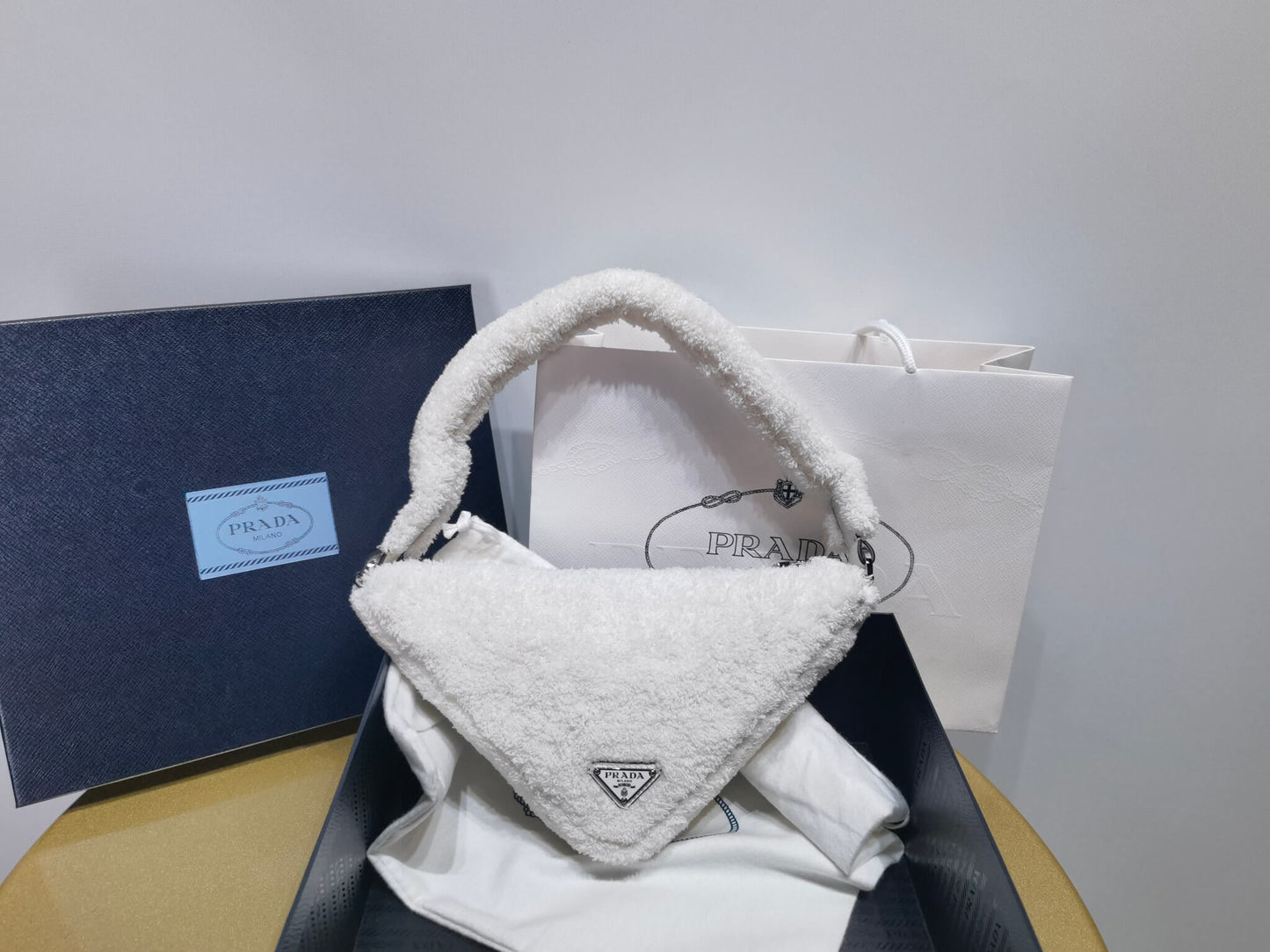 1ne043 white new terry fabric armpit bag subaxillary bag clutch bag