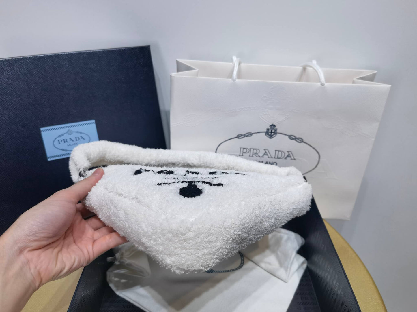 1ne043 white new terry fabric armpit bag subaxillary bag clutch bag