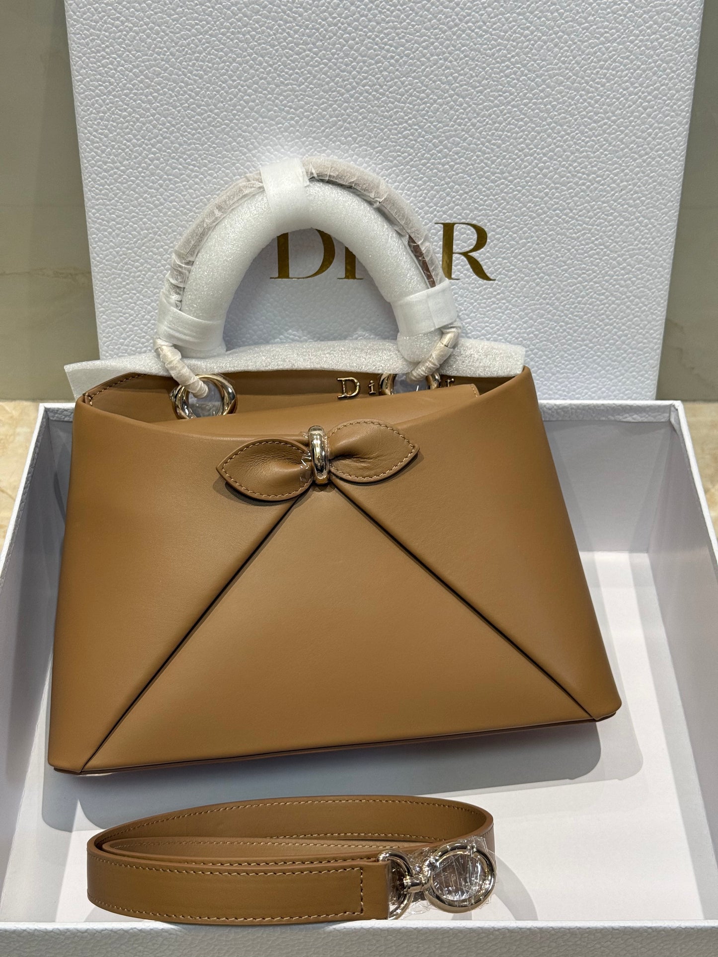 Dior Bow Tote Brown Gold Hardware DO0737 - Image 1