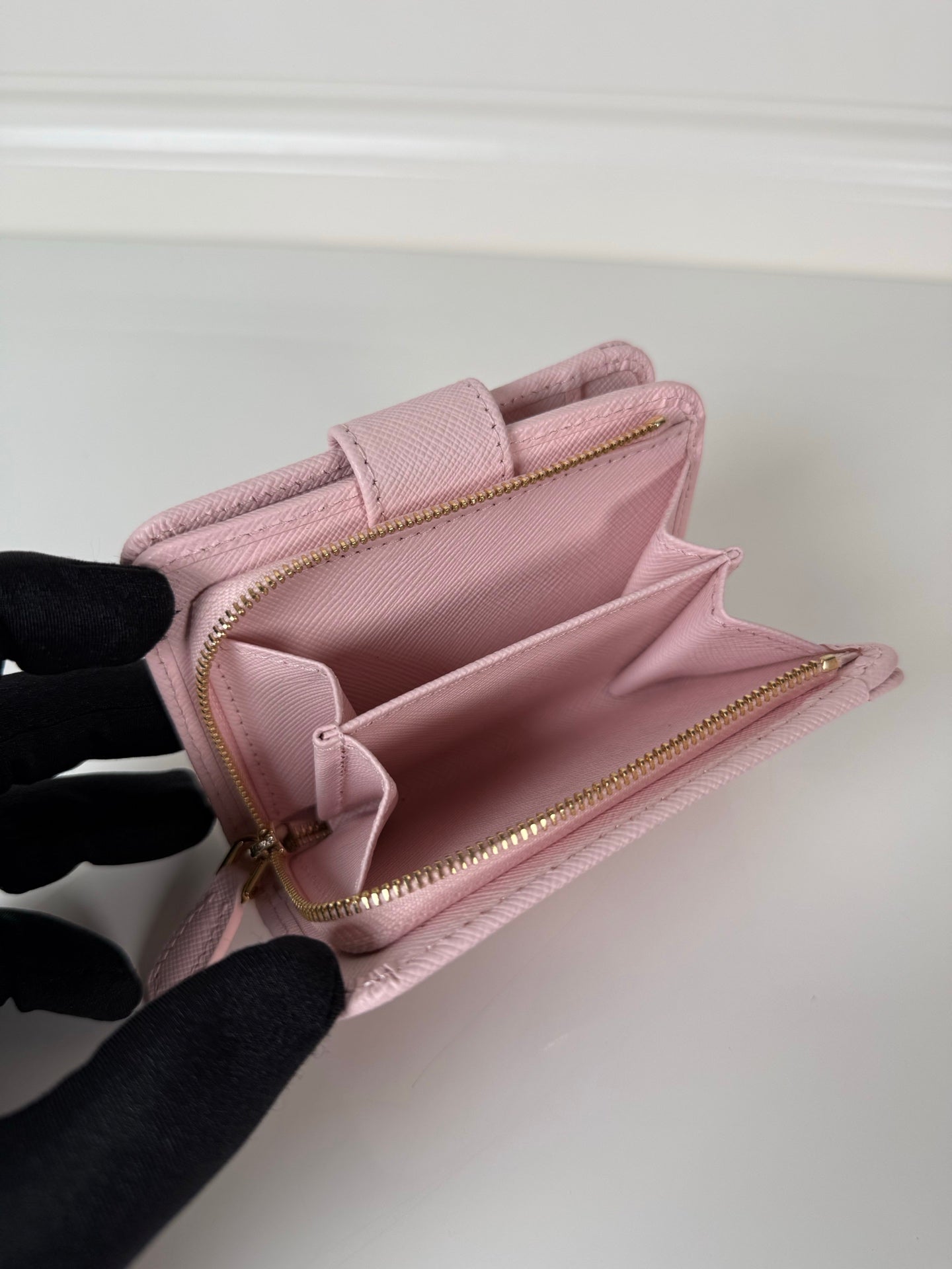 Prada Saffiano Leather Short Wallet Pink 1ML018 - View 3