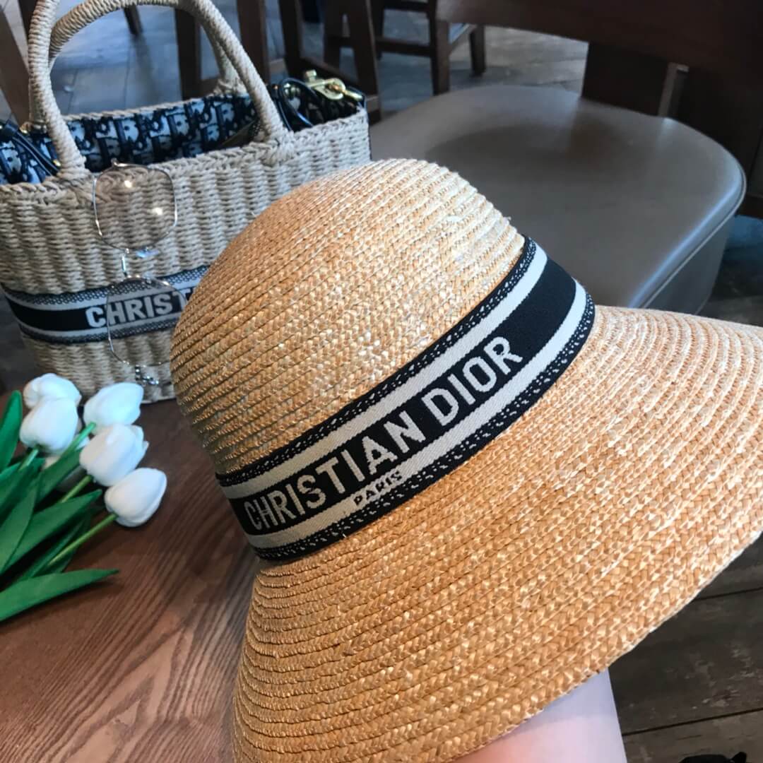 2023 new dior summer sunshade versatile fashion straw hat top hat mz13168a1