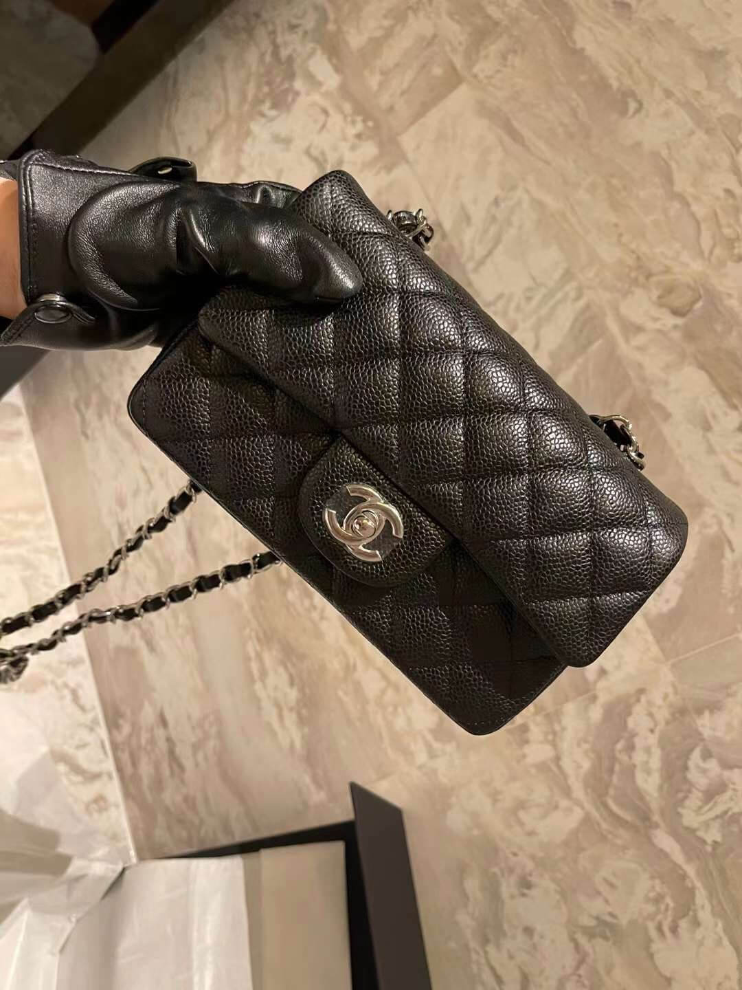 20cm caviar leather black top original order