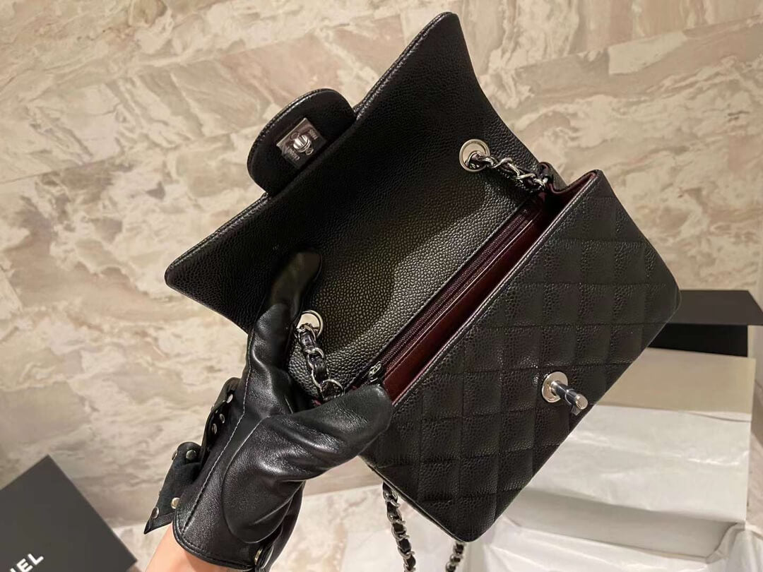 20cm caviar leather black top original order