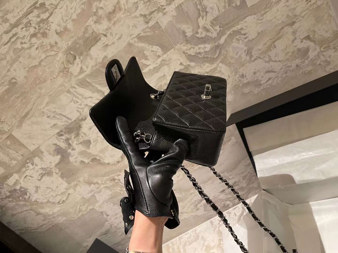 20cm caviar leather black top original order