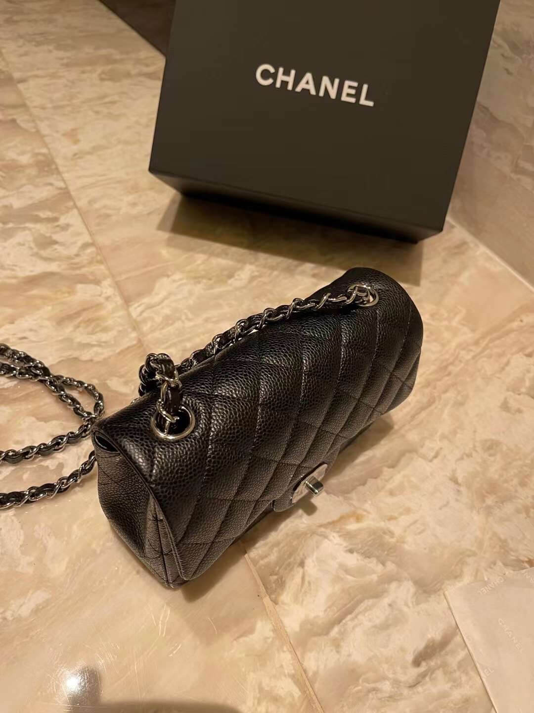 20cm caviar leather black top original order