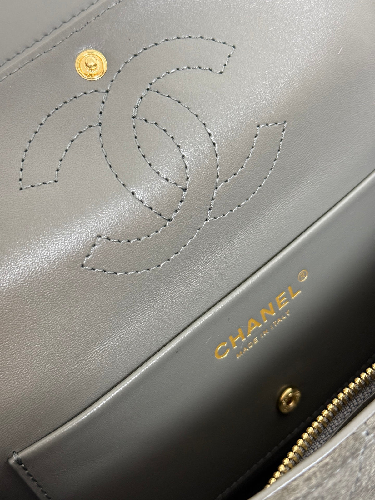 Chanel Maxi Mini Flap Bag Grey Gold Hardware AS6626