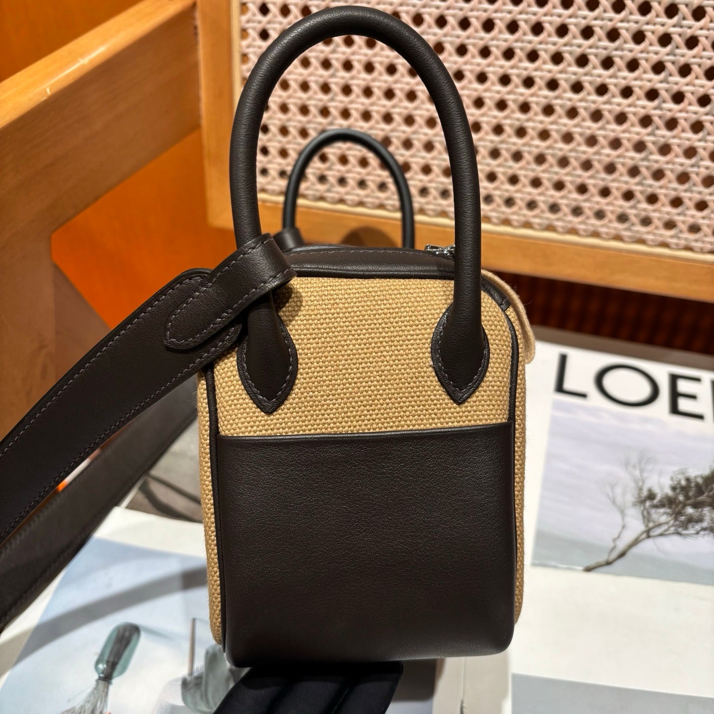 Hermes Lindy 19 Canvas Mousse Date Brown LD2607301