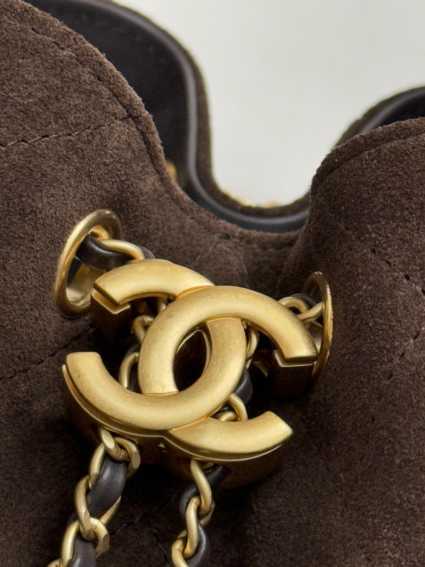 Chanel 25kHOBO Bag Dark Brown Suede Leather 30cm YL15930