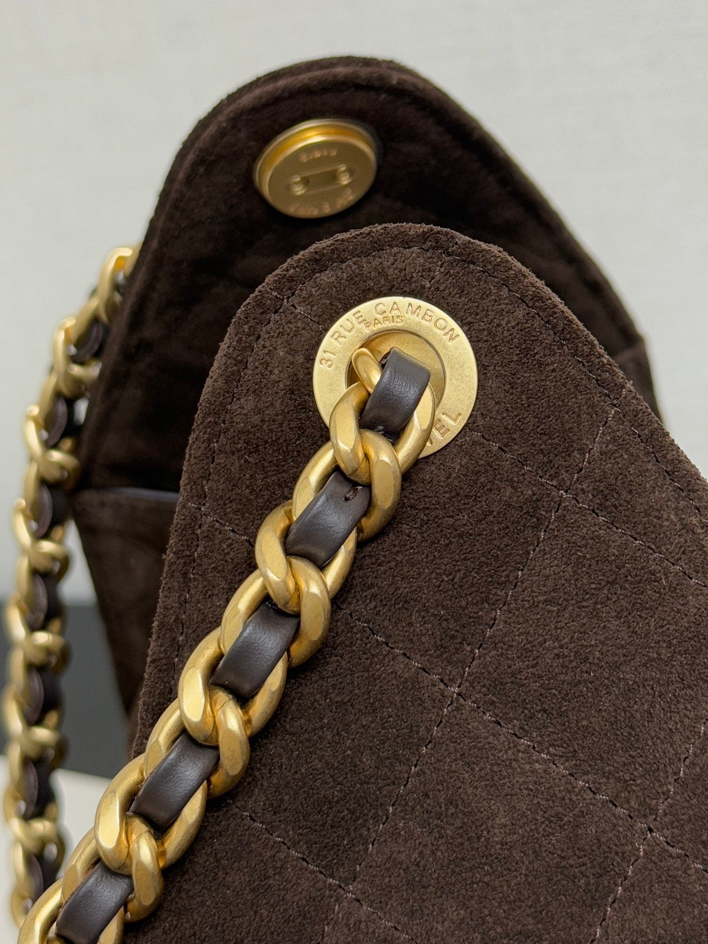 Chanel 25kHOBO Bag Dark Brown Suede Leather 30cm YL15930