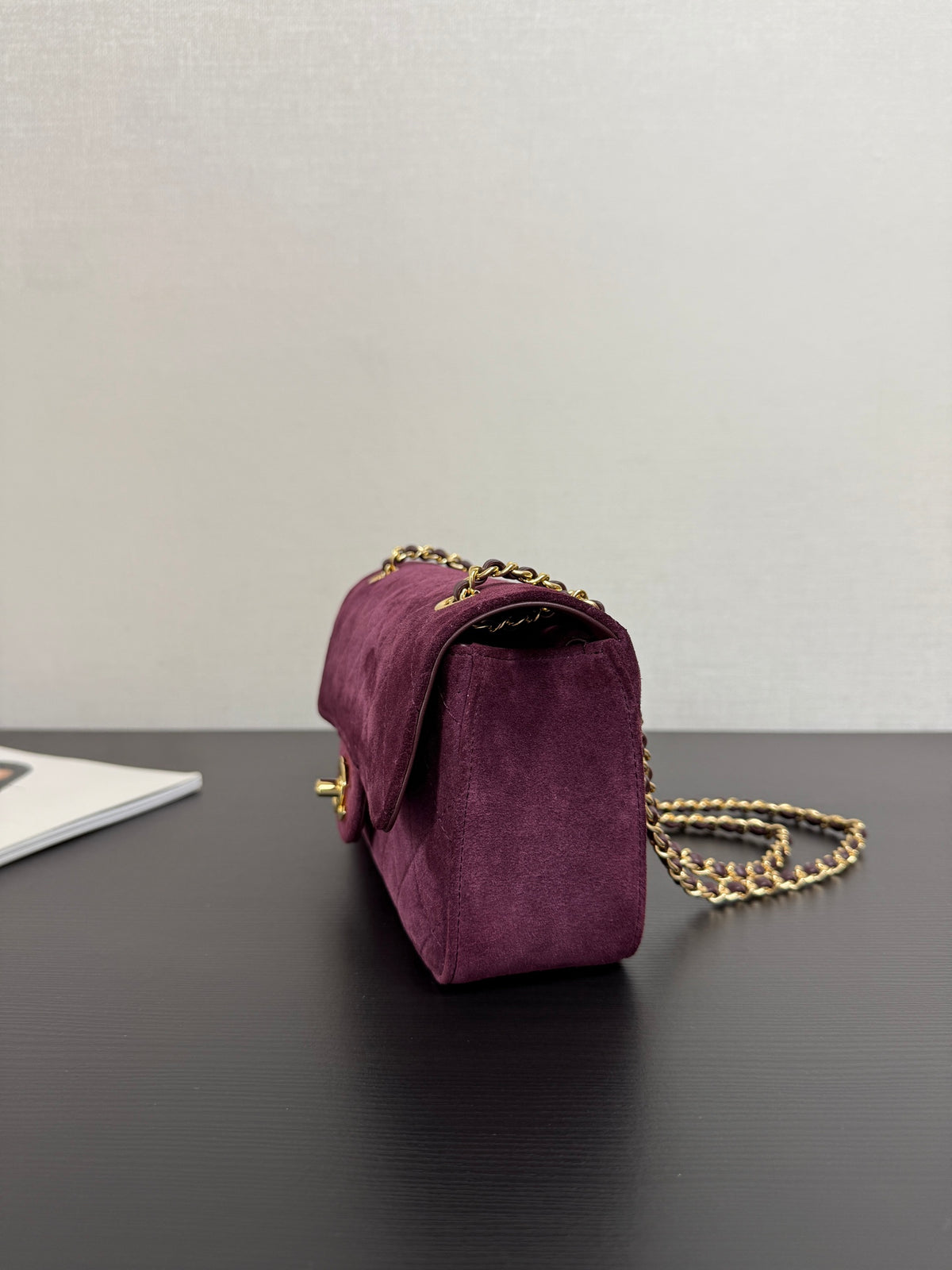 Chanel Maxi Mini Flap Bag Wine Red Gold Hardware AS6626