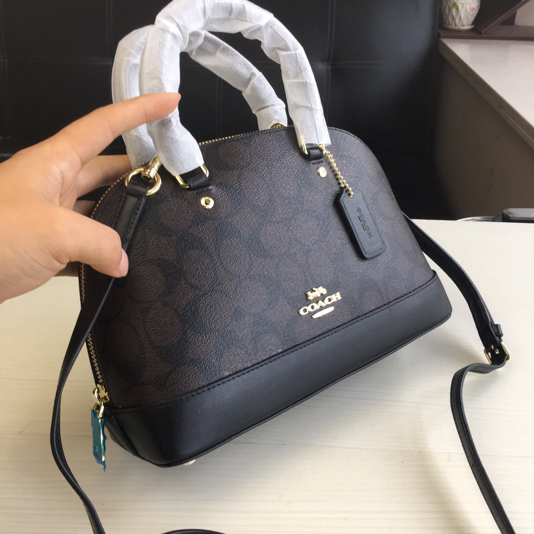 coach shell bag dark brown black pvc 27583