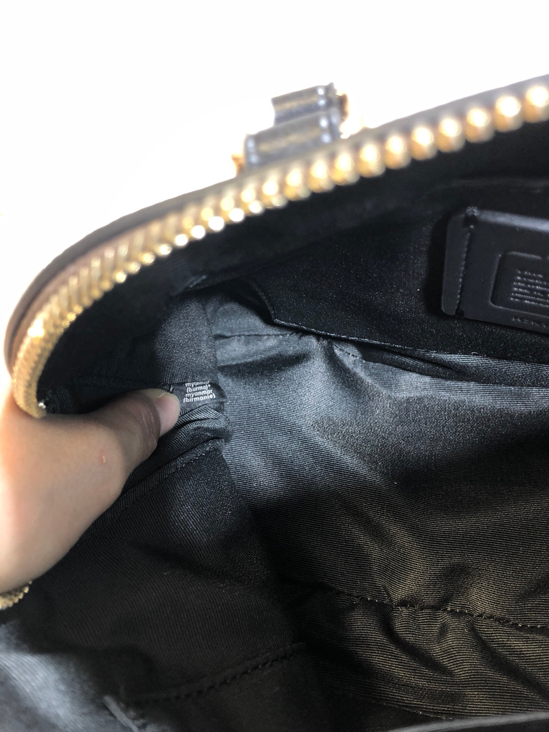 coach shell bag dark brown black pvc 27583