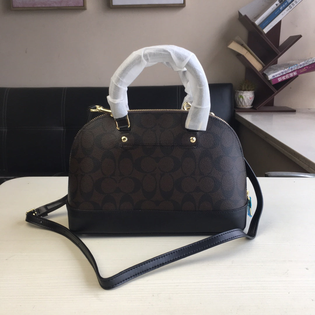 coach shell bag dark brown black pvc 27583