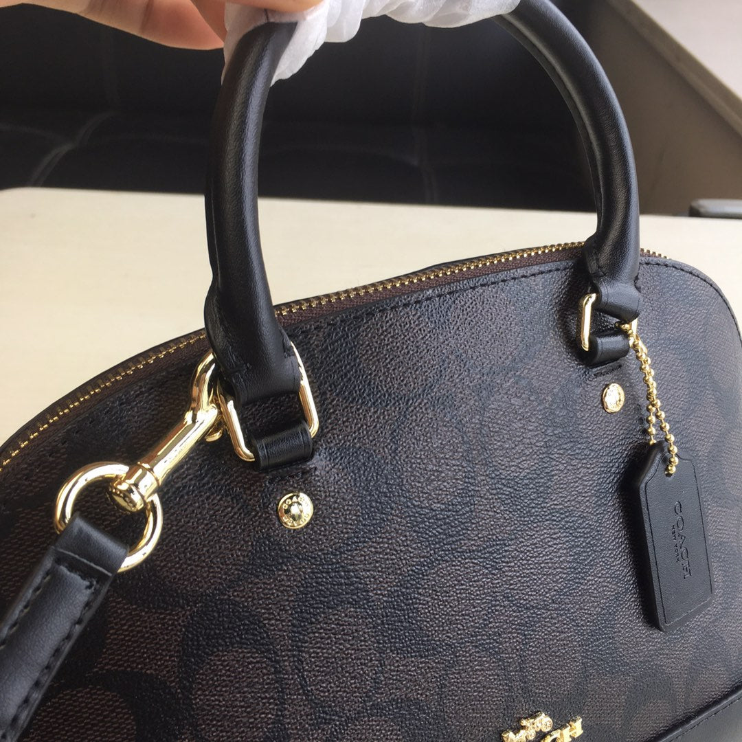 coach shell bag dark brown black pvc 27583