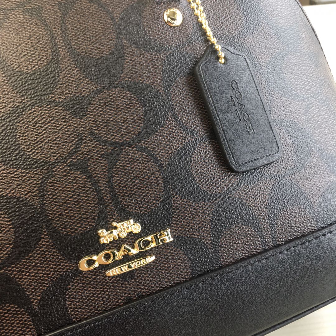 coach shell bag dark brown black pvc 27583