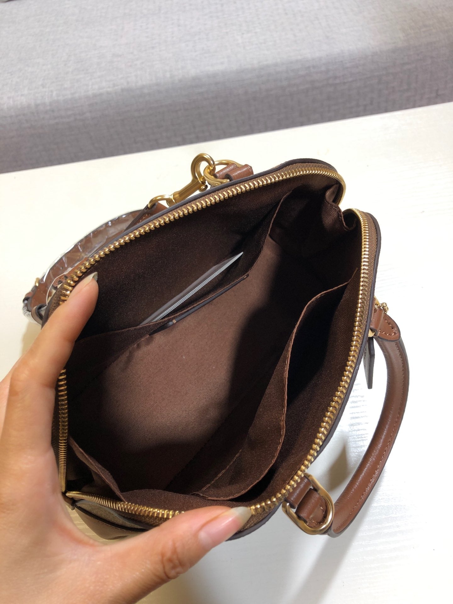 coach shell bag brown pvc 27583