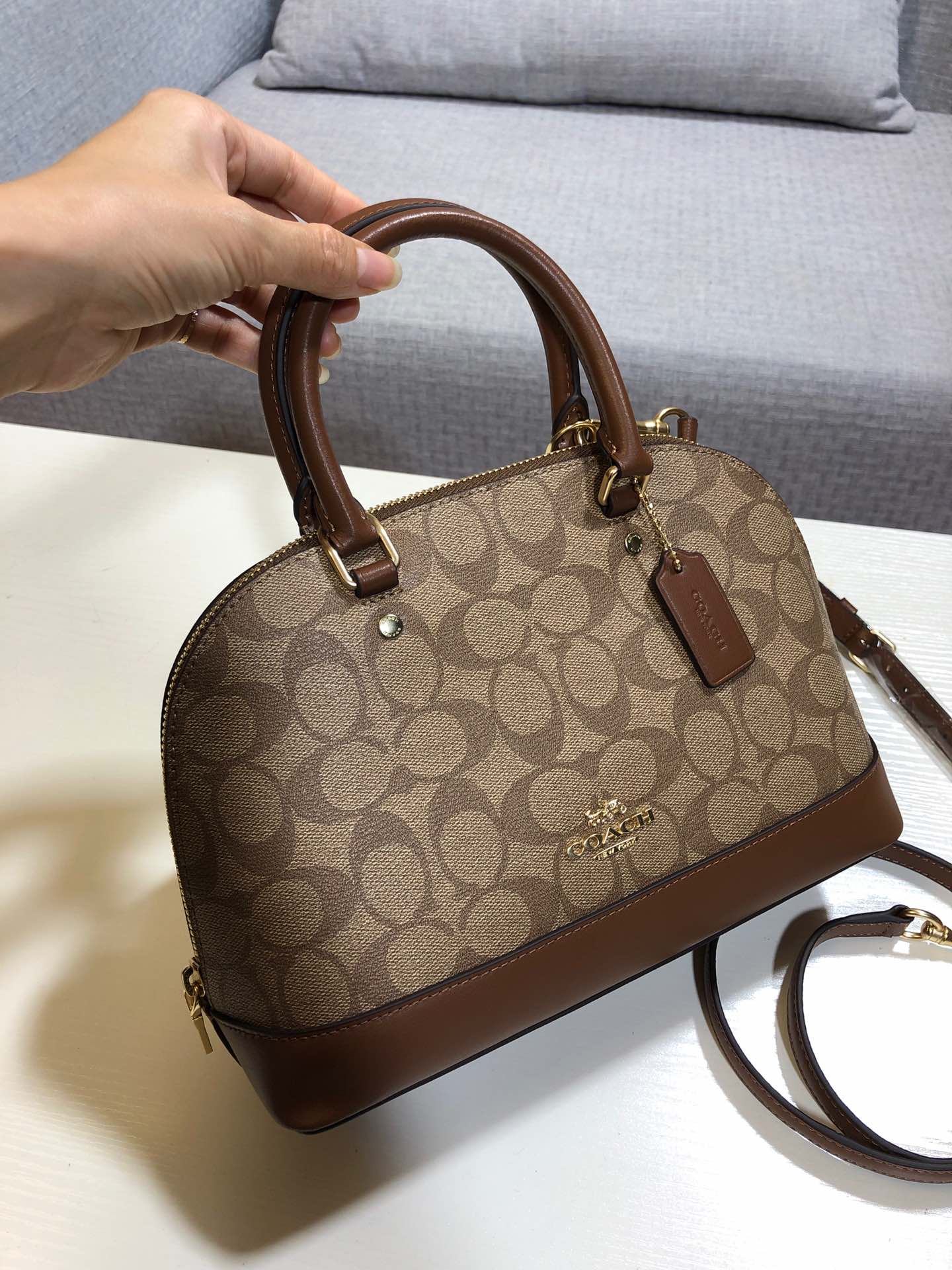coach shell bag brown pvc 27583