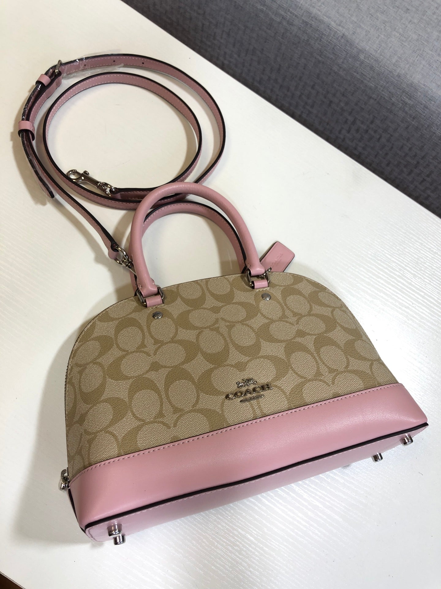 coach shell bag pink pvc 27583