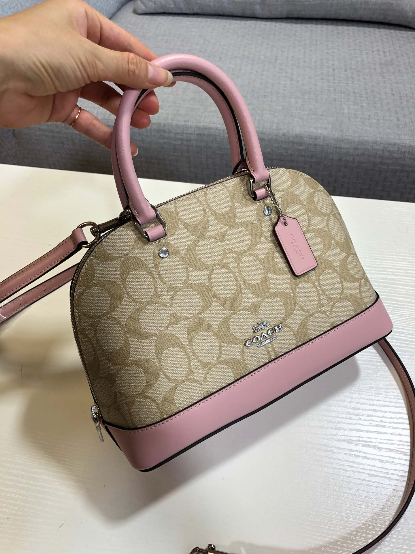coach shell bag pink pvc 27583