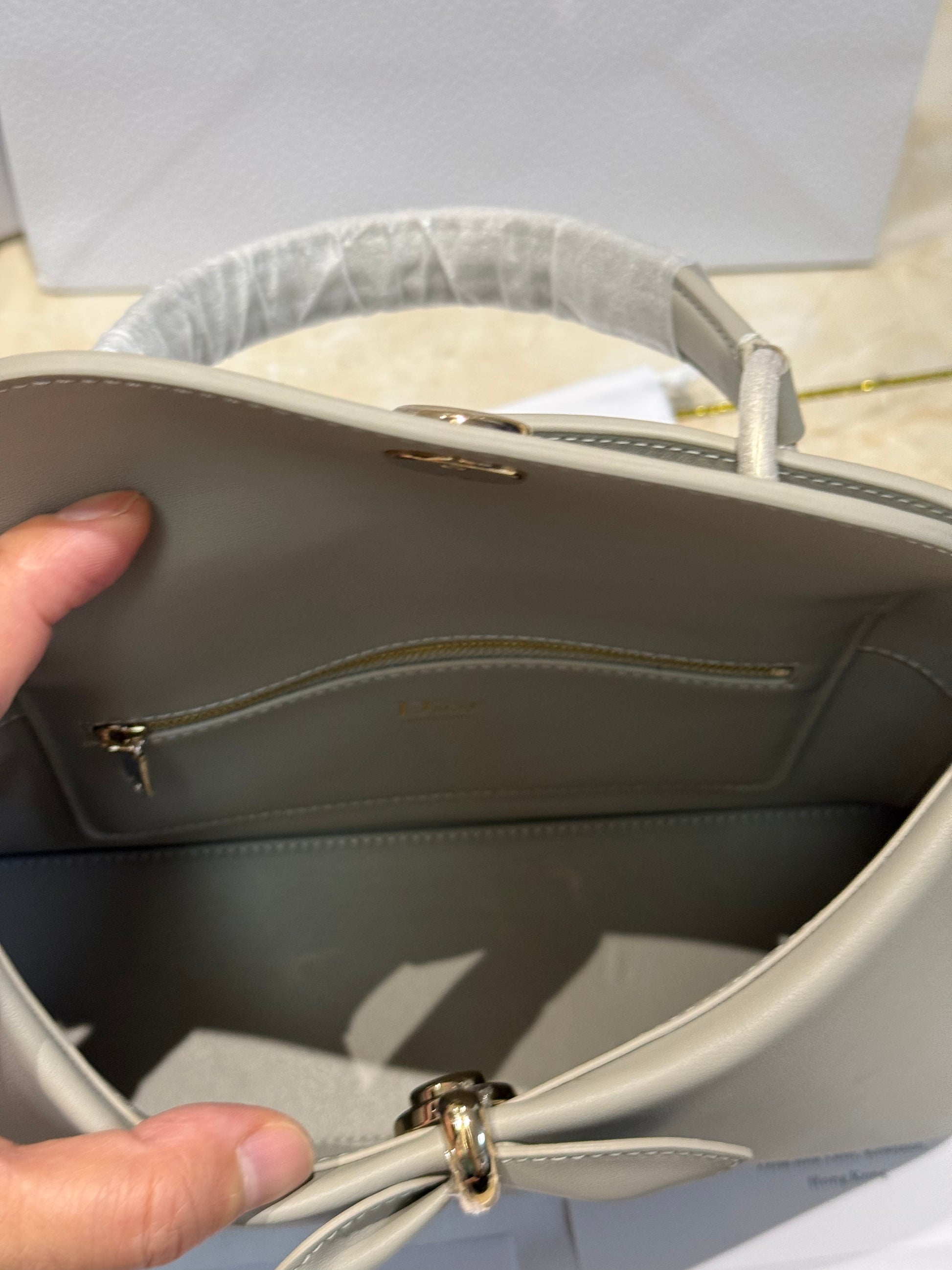Dior Bow Tote Grey Gold Hardware DO0737 - Image 7