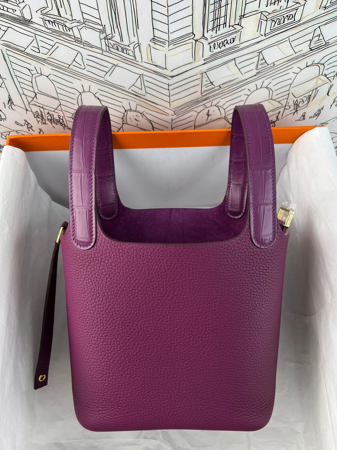 Hermes Picotin 18 Touch Crocodile Anemone Gold Hardware HM18T22