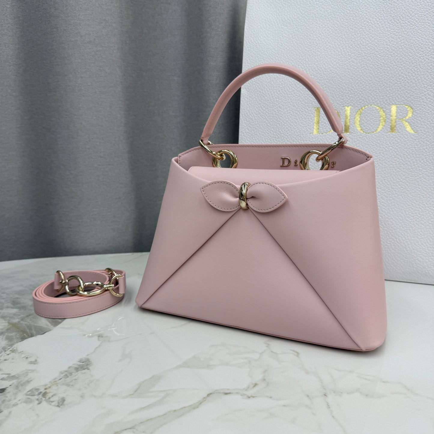 Dior Bow Tote Pink Gold Hardware DO0737 - Image 3