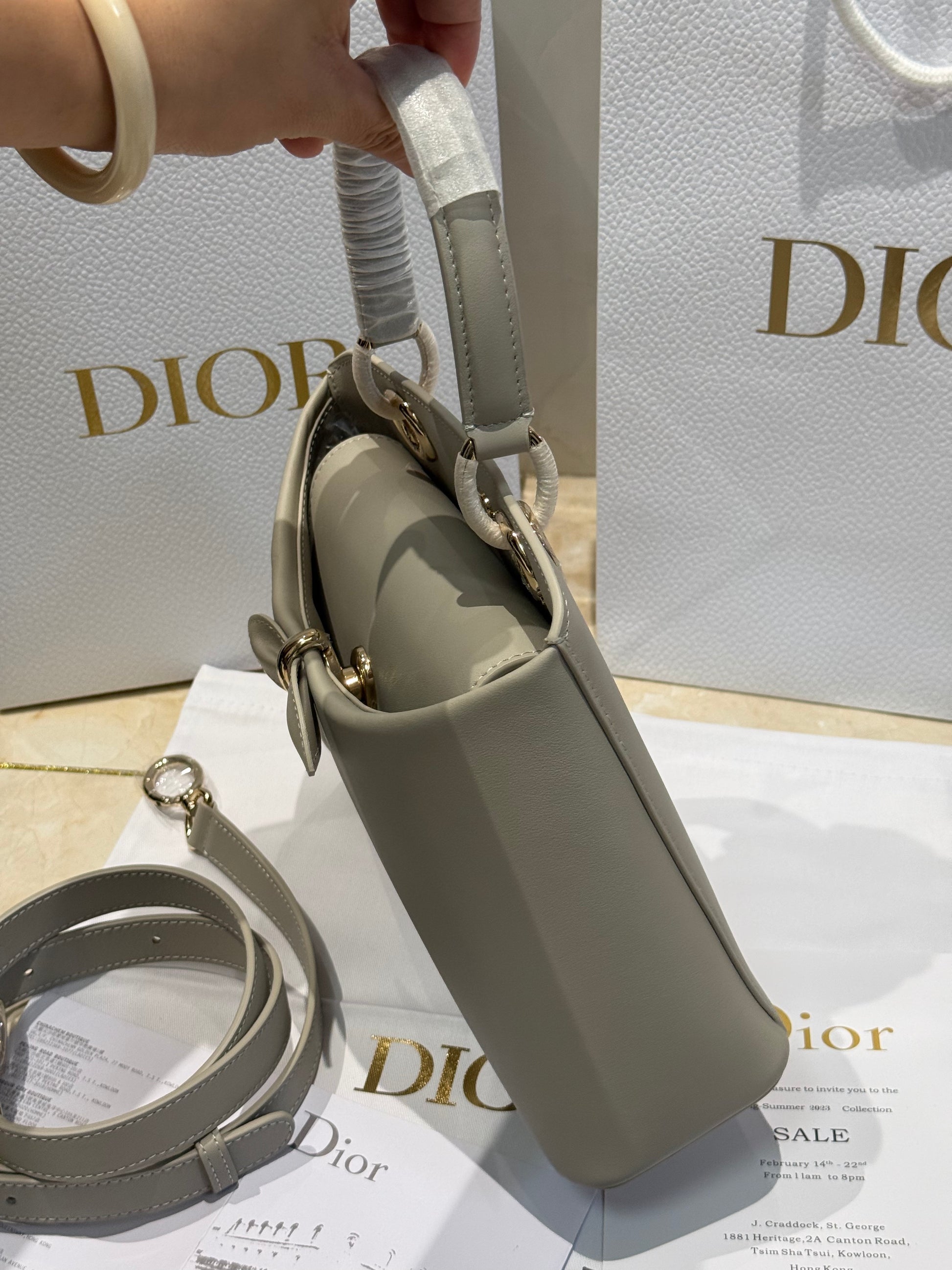 Dior Bow Tote Grey Gold Hardware DO0737 - Image 14