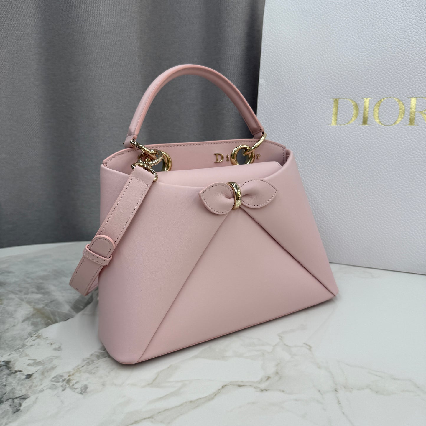 Dior Bow Tote Pink Gold Hardware DO0737 - Image 6
