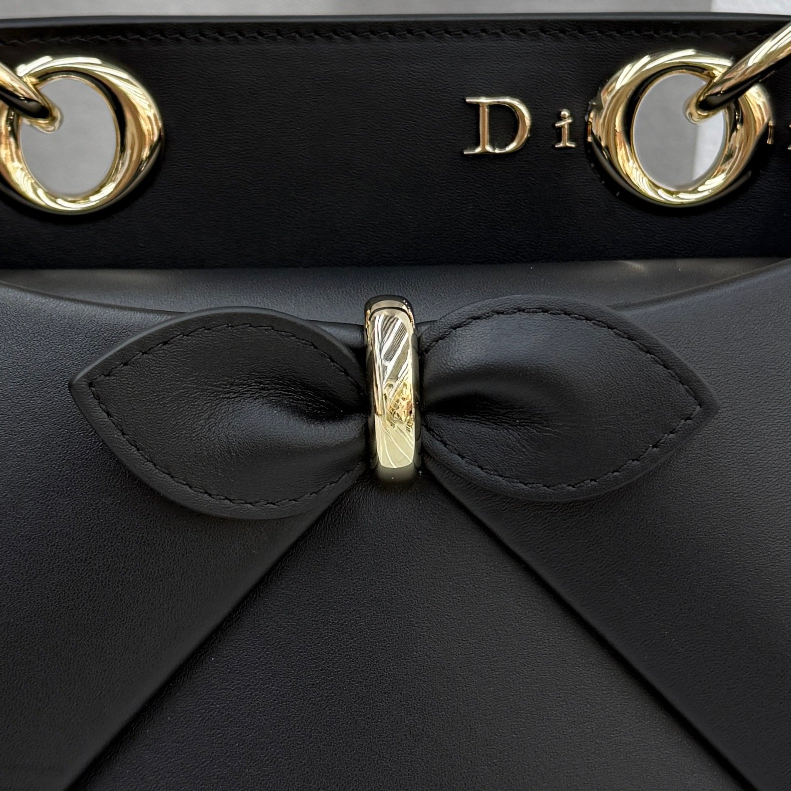 Dior Bow Tote Black Gold Hardware DO0737 - Image 5