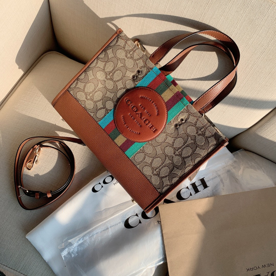 coach totes bag big size 30cm brown dempsey horizontal