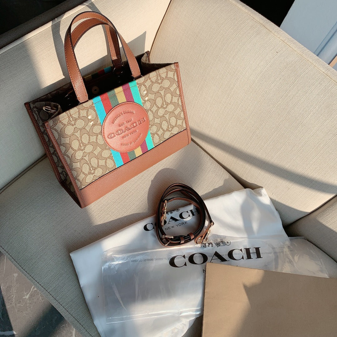 coach totes bag big size 30cm brown dempsey horizontal